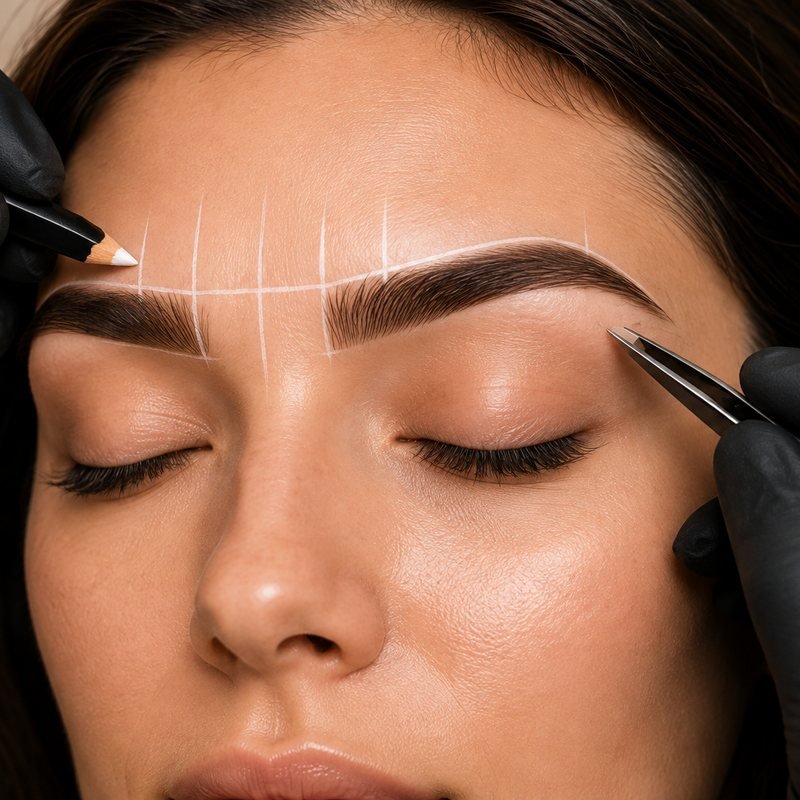Brow mapping and shaping in progress